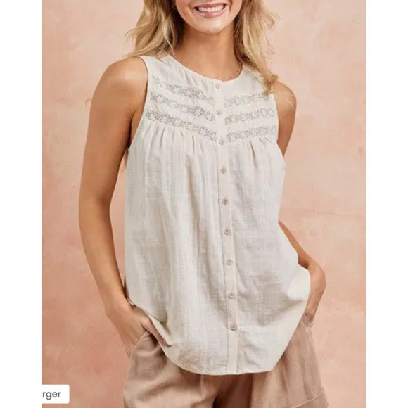 Doe and Rae Tops - Front Lace Blouse - Doe and Rae - Size Large